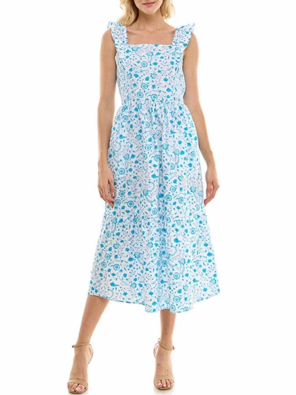 Draper James Blue & White Floral Maxi Dress XXL | EUC | 100% Cotton